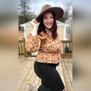 CBRAND orange floral off the shoulder top